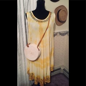 Tie dye yellow dress-is light airy for lounging